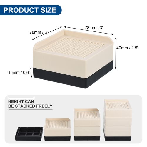 4Pcs Furniture Risers 4.3" Bed Risers Adjustable Desk Sofa Table Riser Beige — image 2