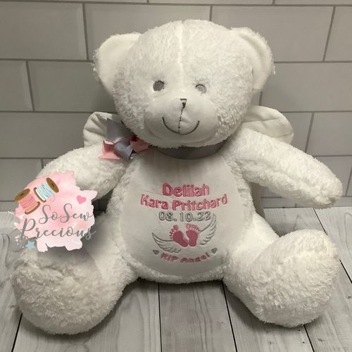 Personalised Angel Teddy Bear, Gift, Memorial Bear, Newborn, Rainbow baby — image 2