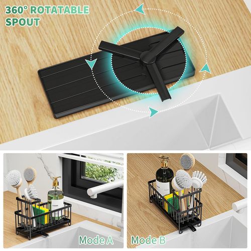 Stainless Steel Sink Caddy, Sponge Holder for Kitchen Sink with Brush Holder — image 15