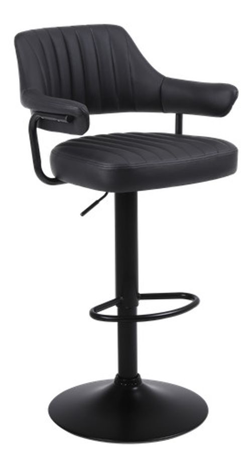 PLUSH BLACK BAR STOOL GAS LIFT, BREAKFAST KITCHEN BAR ETC, PADDED ARMS & BACK