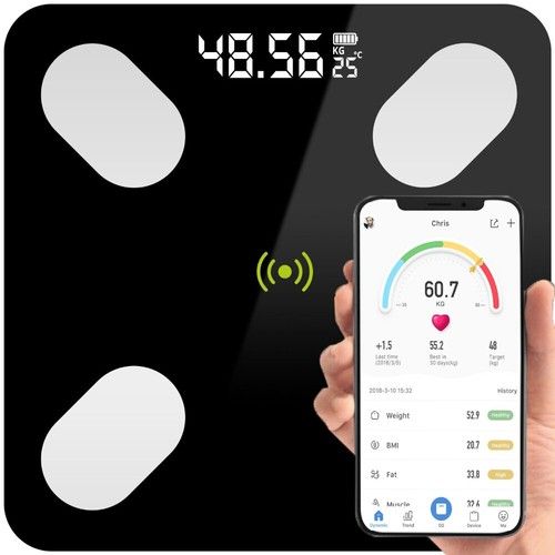 180KG BATHROOM BLUETOOTH GLASS SCALES BMI BODY FAT MONITOR WEIGHING IOS, ANDROID