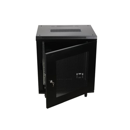 12U 450mm Black Network Cabinet Data Comms Wall Rack with wheels — image 6