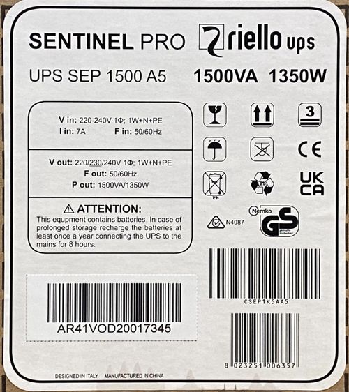 RIELLO SENTINEL PRO 1500VA UPS New in Box — image 2