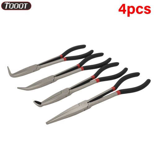 4x 280mm Long Needle Nose Pliers - Straight/Bent Tip Extended Reach Tool Set — image 3