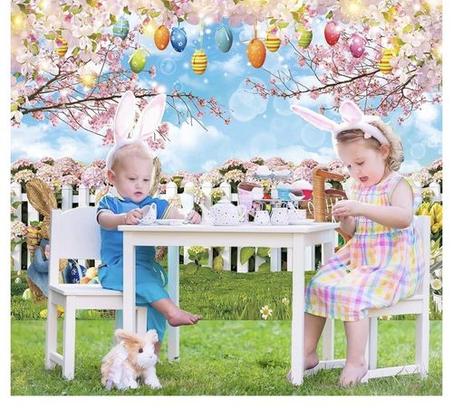 Easter Bunny Rabbit vinyl Reusable Backdrop/Background Multicoloured 7x5ft — image 4