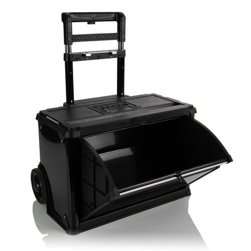SGS Tool Box Cart 4 Part Stackable Storage 4 Drawers Wheels Handle Black Plastic — image 2