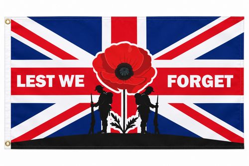Remembrance Day Flag Charity 5ft x 3ft Lest we Forget Army Poppy Flags — image 3