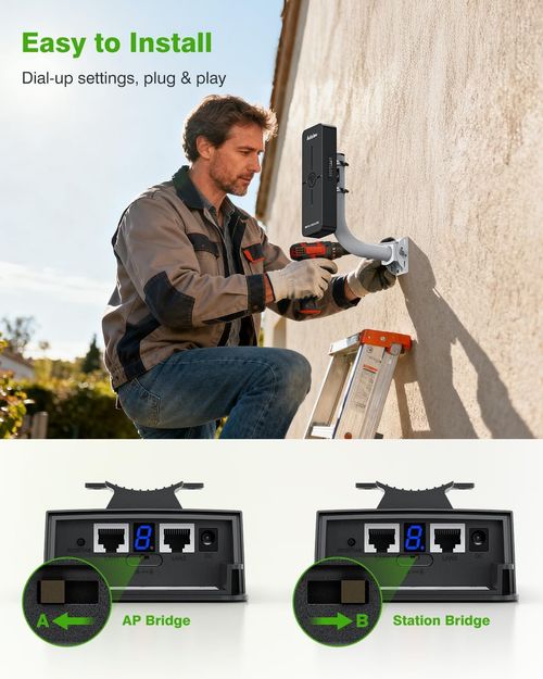 Gigabit Wifi Bridge 2.4G/5.8G Dual Band 5KM Point to Point Wireless Bridge Set — image 4