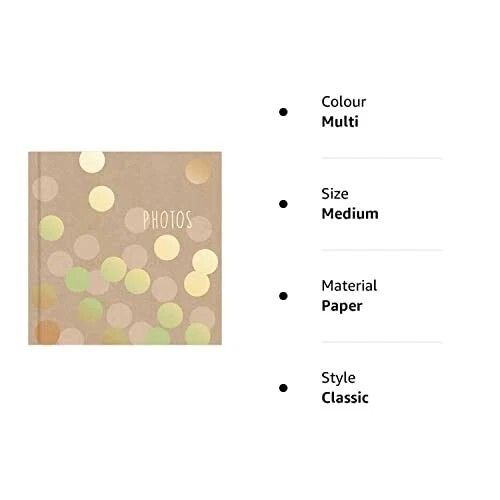Photo Album 200 Photos 4x6 | Kraft Cover, Gold Polka Dot, Scrapbook Keepsake — image 5