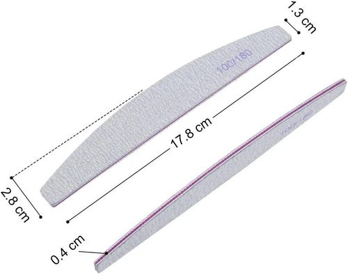 12x Nail Files 100/180 Grit Professional Half Moon Curved Double Sided Nail File — image 8