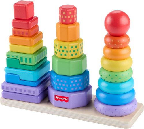 Fisher-Price Wooden Stacking Shape Sorter Toddler Toy 26 Pieces 18+ Months — image 6