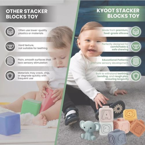 Kyoot 7pcs Silicone Baby Building Blocks Stacking Nesting BPA-Free Teething Toy — image 8