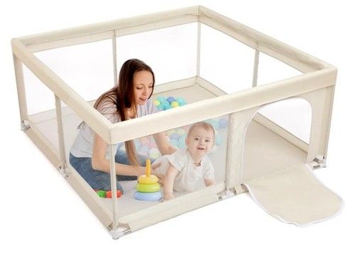 BEJOY Baby Playpen for Baby and Toddlers, Durable Play Pen, 150cm, Beige