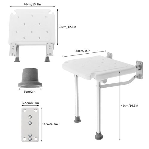 Folding Shower Seat for Wall Mount Bath Chair Shower Stool for Elderly Pregnant — image 5