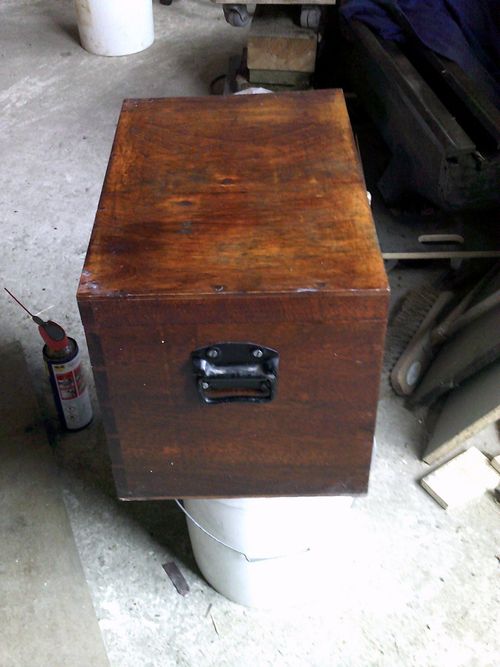 VINTAGE HAND MADE TOOL CABINET WITH DRAWERS, DOVE TAIL JOINTS, BRASS HINGES — image 8