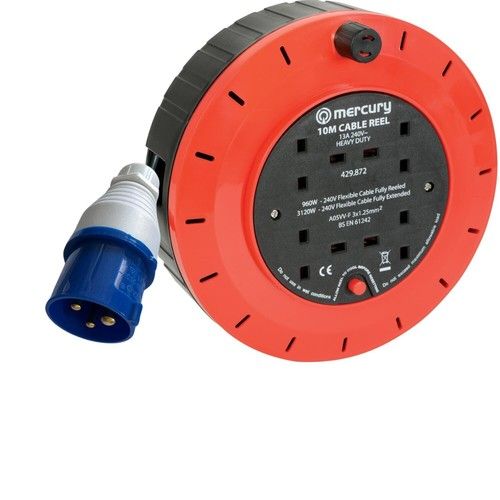 Camping Tent Electric Caravan Mains Hook Up Reel Power Cable 16A Plug 5m 10m