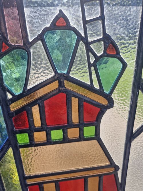 Art Deco 1920 Leaded Glass Window Boat — image 3