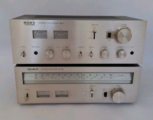 ​Vintage Sony TA-11 Stereo Amplifier & ST-11L Tuner Stack. Silver Face VU Meters — image 3