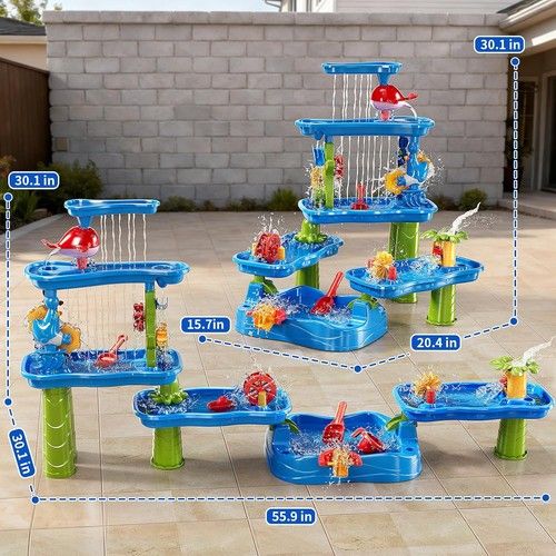 3-5 Tiers Toddler Sand Water Table Outdoor Summer Fun Garden Beach Play Sink Toy