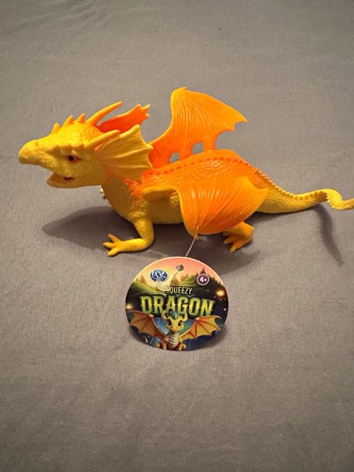 Squeezy Yellow & Orange Dragon Toy Figure with Tag - Mythical Creatures