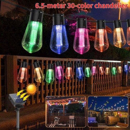 20-30 LED Solar Powered Retro Bulb String Lights Garden Outdoor Fairy Lamps-UK