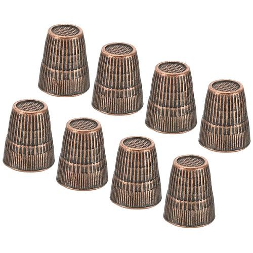 8Pcs Metal Sewing Thimbles, Sewing Thimble Finger Protector, Red Bronze