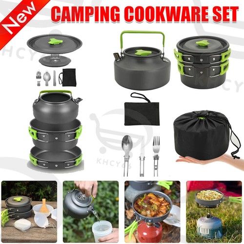 Portable Camping Cookware Outdoor Picnic Hiking Cooking Equipment Pan Kettle UK