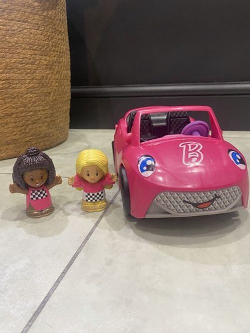 Fisher price Little People Barbie Convertible Pink Car & 2 Figures With Sounds