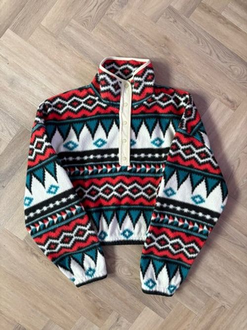Superdry Women’s Vintage Aztec Print Cropped Teddy Fleece Sweatshirt UK 14 