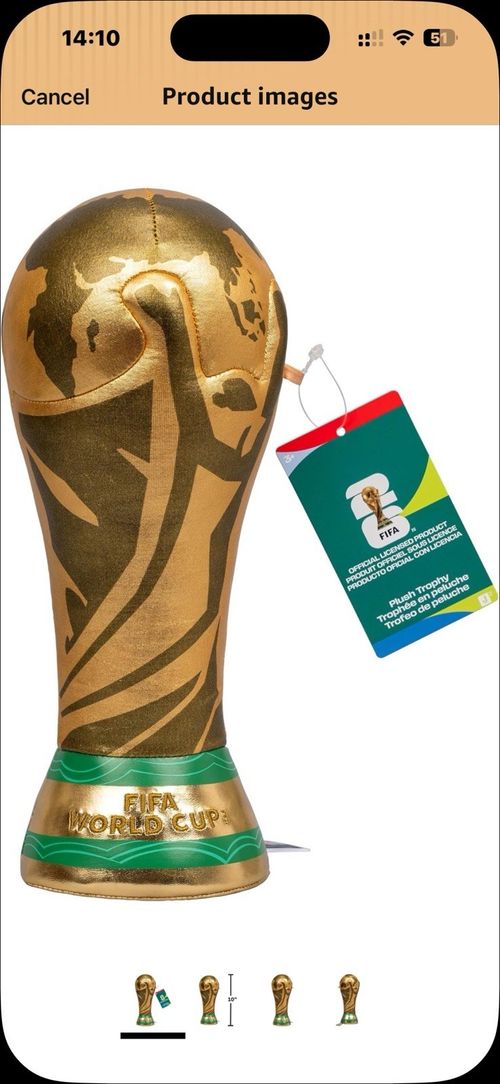 New with Tag FIFA World Cup 26 10” Plush Football Trophy Official 2026 Soft Toy  — image 1