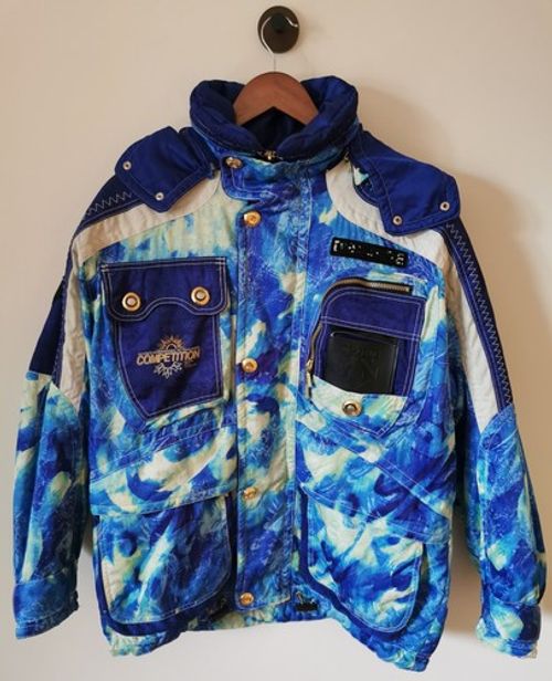 Vintage Descente Ski Jacket Mens Large Retro Blue Abstract Made In Japan 90s