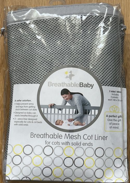BreathableBaby - Breathable Mesh For Cots With Solid Ends 2 Sided Wrap 148x28cm — image 3