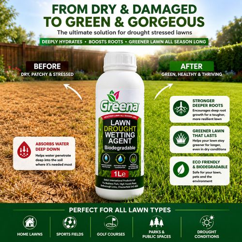 Greena Lawn Drought Wetting Agent 1L (2,000 sq m) Grass Rescue Treatment UK Made — image 4