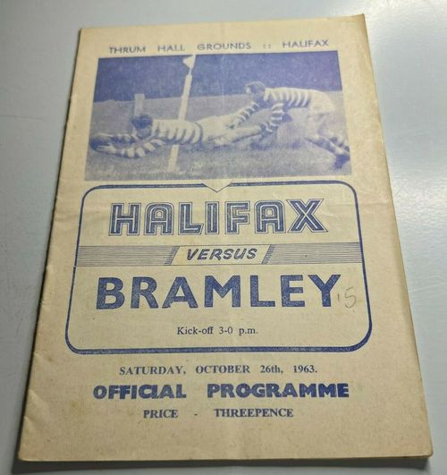 1963 Halifax V Bramley Rugby League Programme  — image 1