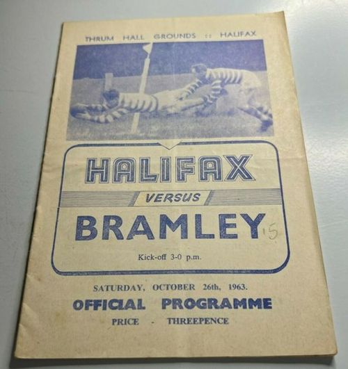 1963 Halifax V Bramley Rugby League Programme 