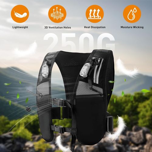 Running Vest with LED Lights & 500ml Water Bottle - Adjustable Hydration Vest — image 2