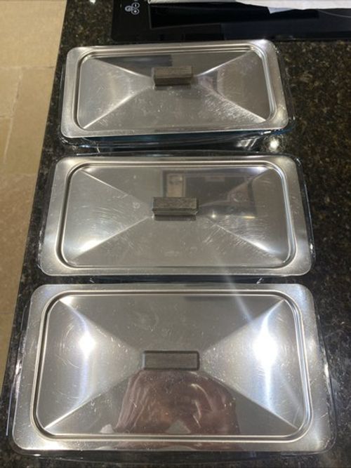 Three Vintage  Ecko Hostess Glass Serving Dishes With Lids.