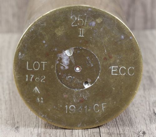 WW2 1941 British 25 Pounder Brass Shell Case - Height 29cm — image 4