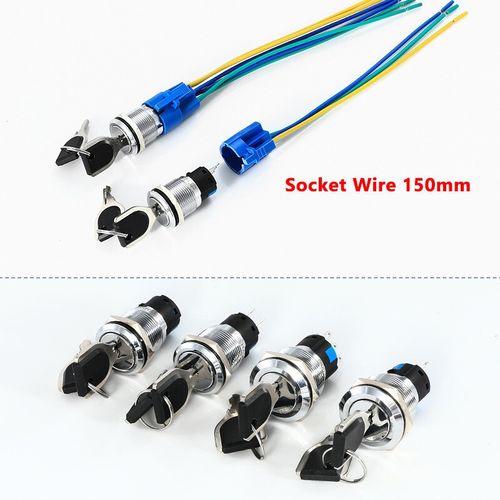 22mm Rotary Key Switch Latching 2/3 Position Selector Security Lock ON/OFF 5A — image 2