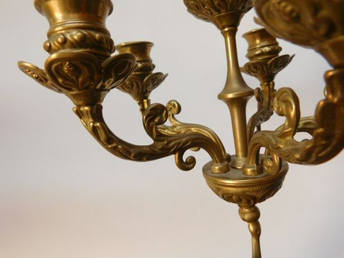 Antique Solid Brass 6 Branch Candelabra Featuring Female Figure — image 13