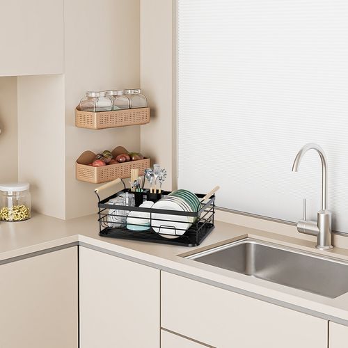 Handle Kitchen Dish Drainer Rack with Drip Tray Cutlery Holder — image 10