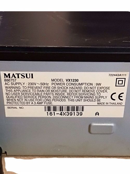 Matsui VX1230 VHS VCR Video Cassette Recorder Black Quality Small Size Working — image 8