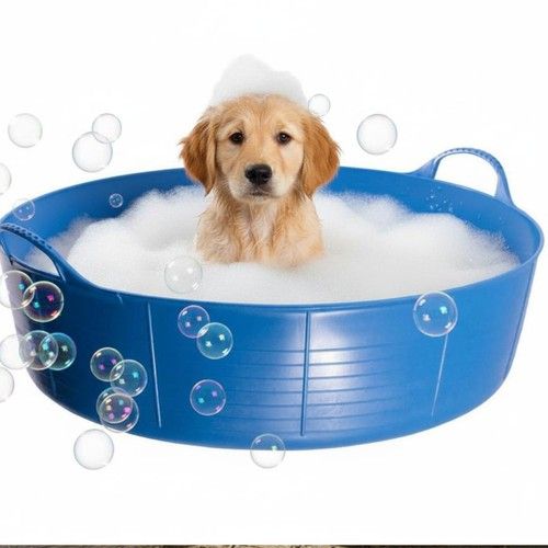 BLUE DOG BATH, DOG PADDLING POOL, DOGGY POOL, FLEXI SHALLOW 35L TUBTRUG PET
