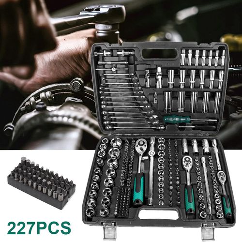 227 Pcs Professional Ratchet Socket Set 1/2" 1/4" 3/8" Tool Kit Spanners Wrench — image 3