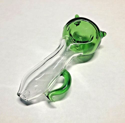 Green Cat Style Smoking Glass Pipe Kitty Handmade Pipes Glass Hand Pipe