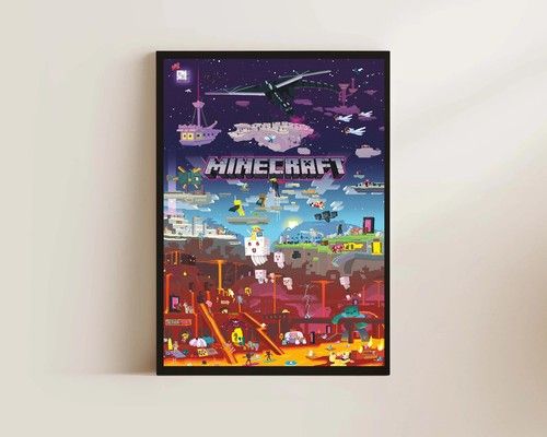 Minecraft Kids Bedroom Decor - All Worlds Poster