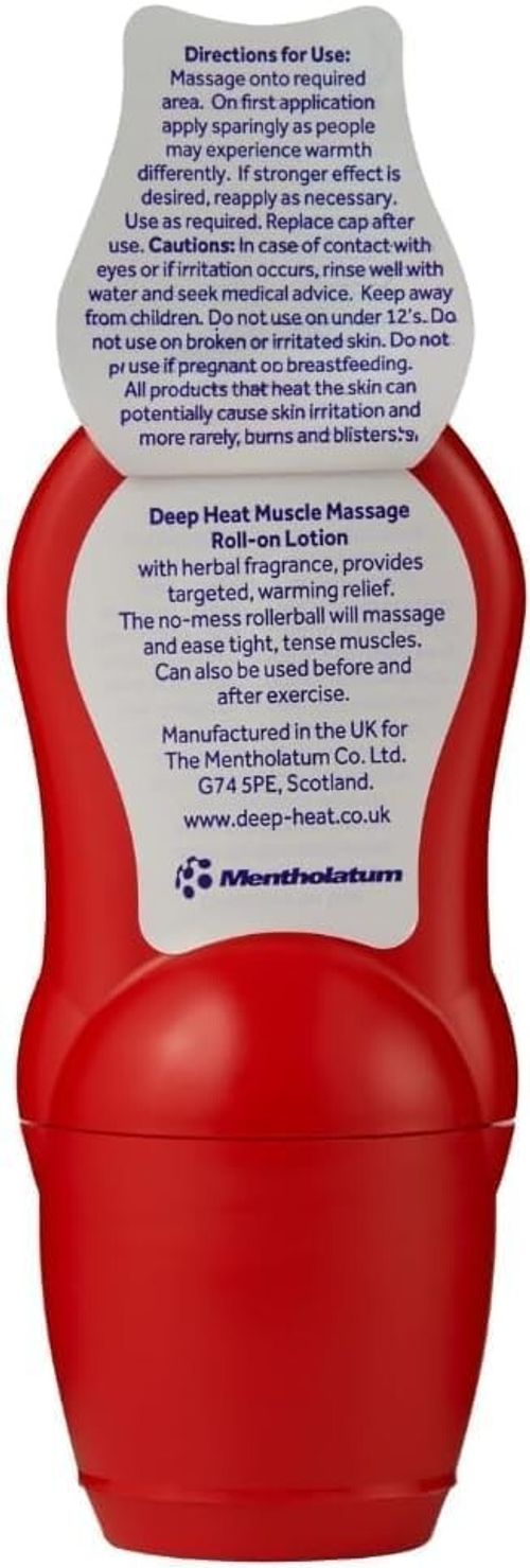 3 X Deep Heat Muscle Massage Roll On Lotion Deep Heater Massager Heat Rub 50ml — image 3