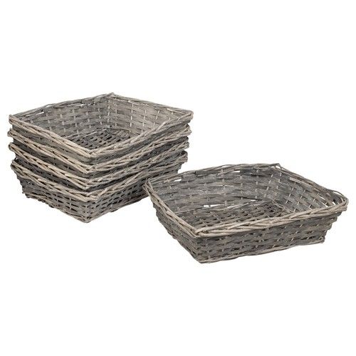 5 x Wicker Grey Gift Basket Storage Hamper Display Tray, 38 x 28 x 8.5 cm approx