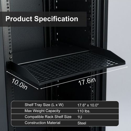 2X 1U Server Rack Shelf, Vented Design , Cantilever & Wall Mountable — image 2