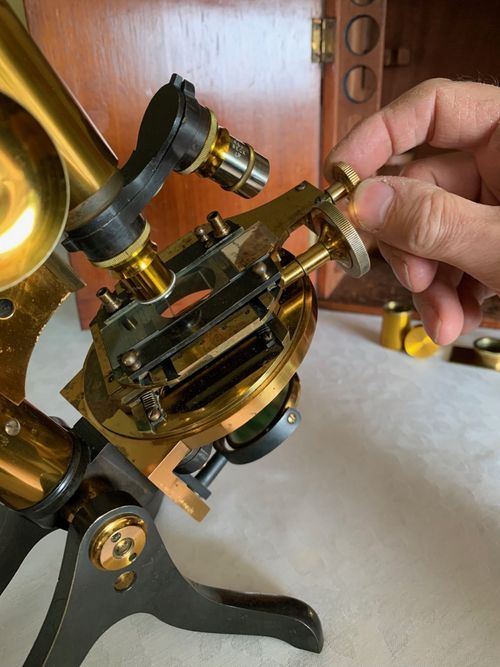 Antique Henry Crouch Histological Brass Microscope - circa 1887, Cased — image 17